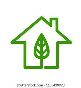 green energy concept, eco house logo on white, stock vector illustration