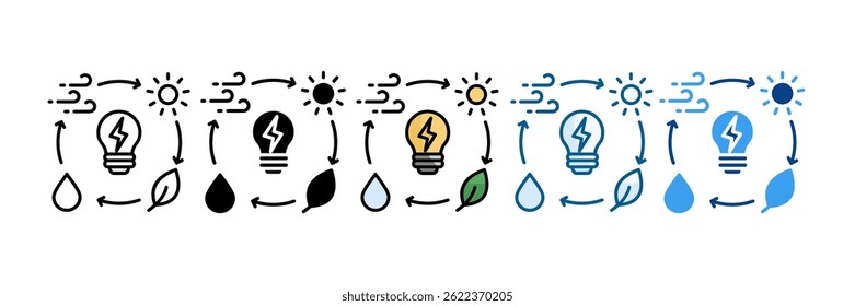 Green Energy Concept Icon Set Multiple Style Collection
