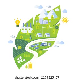 Green Energy Concept Illustration, Sustainability Environment, esg business