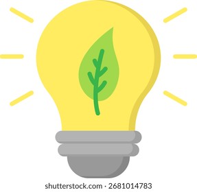 Green Energy Concept with Leaf Inside Light Bulb