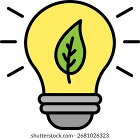 Green Energy Concept with Light Bulb and Leaf