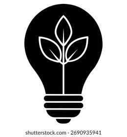 Grüne Energie Konzept Glühbirne mit Pflanze innen Silhouette Design
