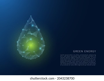 Green energy concept. Polygonal wireframe illustration with lines and dots. Vector concept illustration.