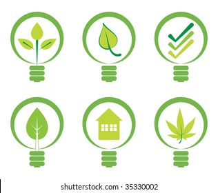 Green energy concept - Power saving light bulbs.