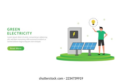 Green energy concept. Renewable energy. Solar panel. Vector illustration