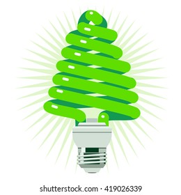 Green Energy concept using a fluorescent light in the shape of a tree.