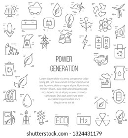 Green energy concept – vector symbols of  energy with place for your text.