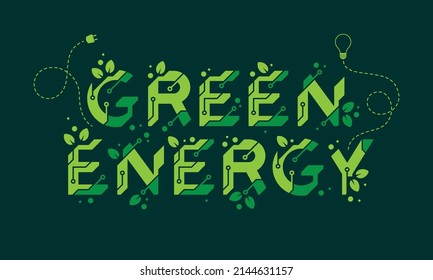 Diseño de texto creativo de energía verde