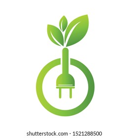 Green Energy Design leaf and power logo template