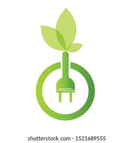 Green Energy Design leaf and power logo template