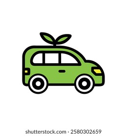 Green energy eco friendly family car isolated illustration