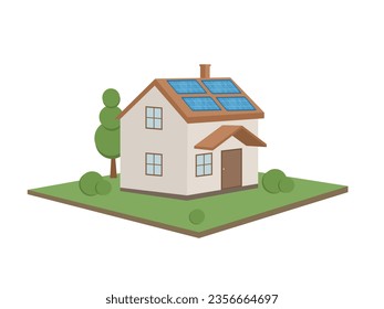 Green Energy and Eco Friendly Modern House vector illustration