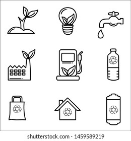 Green Energy Eco Icons Set. Vector illustration.