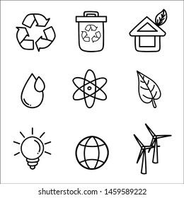 Green Energy Eco Icons Set. Vector illustration.