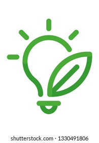 Green energy, eco lighting. Flat line illustration, icon.