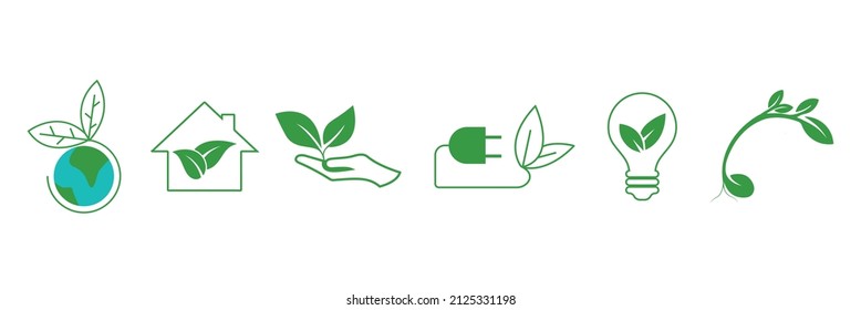 green energy, eco world, bioenergy, solar power, electrical vehicle, eco-friendly icon set vector illustration