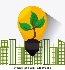 Green energy ecology design over white background, vector illustration.