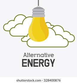 Green energy ecology design over white background, vector illustration.