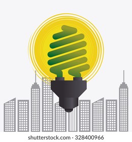 Green energy ecology design over white background, vector illustration.