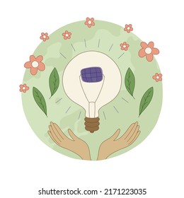 Green energy, ecology, EGS, solar panels, solar energy and clean atmosphere. Сoncept of sustainable development. Vector.