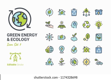 Green Energy & Ecology vector icon set