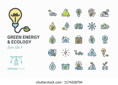 Green Energy & Ecology vector icon set