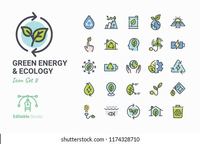 Green Energy & Ecology vector icon set