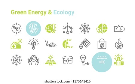 Green Energy & Ecology vector icon set