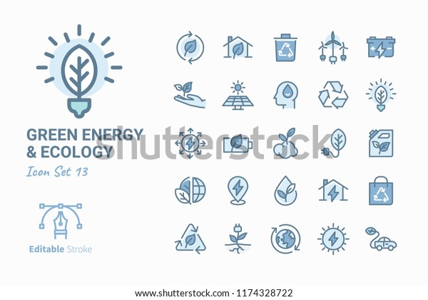 Green Energy &\
Ecology vector icon set