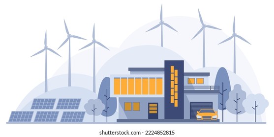 Green energy. Energy efficiency and sustainability concept. Electricity production and consumption