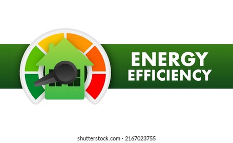 Grüne Energieeffizienz. Vektorlogo. Chart-Konzept. Grüner Energiehintergrund