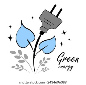 Energía verde. Enchufe eléctrico. Garabato