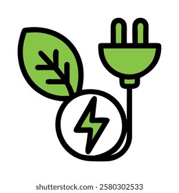 Green energy electric plug sustainable power isolated illustration
