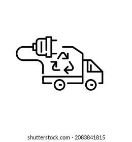 Green Energy Electric Truck. Pixel Perfect, Editable Stroke Icon