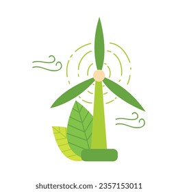 Green energy element illustration isolated in white