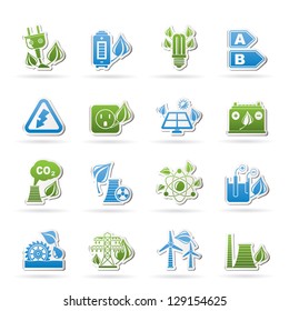 Green energy and environment icons - vector icon set