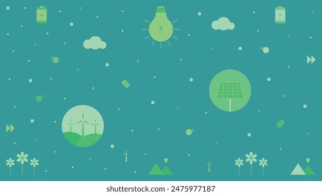 The green energy and environment template creates a colorful vector design. Geometric shapes for decoration create a seamless pattern. Modern background.
