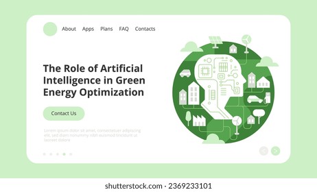 Planilla de la página de inicio de concepto de energía verde, banner de sitio web, publicidad y material de marketing, publicidad en línea, presentación empresarial e ilustración