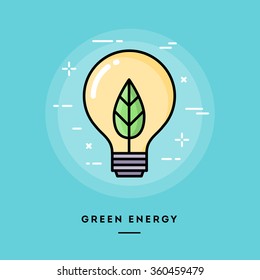 Green energy, flat design thin line banner, usage for e-mail newsletters, web banners, headers, blog posts, print and more