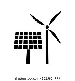 Green energy flat icon. Vector isolated element. Editable stroke.