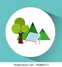 green energy in a forest with trees, vector illustration