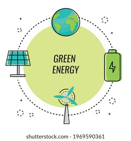 green energy four icons around