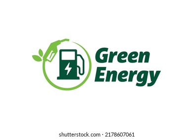 Green energy fuel station logo design