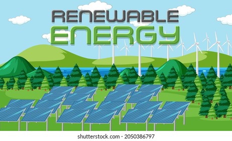 Energía verde generada por la ilustración del panel solar