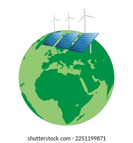 Green energy generated by wind turbines and solar panels