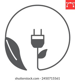 Green energy glyph icon, ecology and technology, renewable energy vector icon, vector graphics, editable stroke solid sign, eps 10.