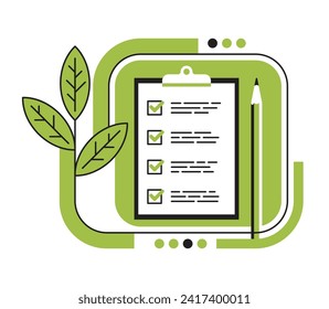 Green Energy Goals and investment funds decoration and biomimicry - checklist with goals for energy-saving improvements