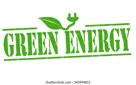 Green Energy grunge rubber stamp on white background, vector illustration
