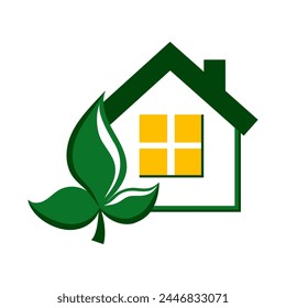 Green energy in the home and household. Energy house. Ecologically clean housing. Alternative energy and renewable resources. Flat vector illustration.