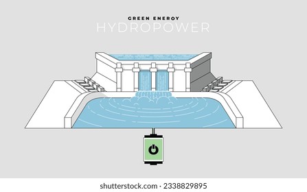 Green Energy Hydropower in Vector Art